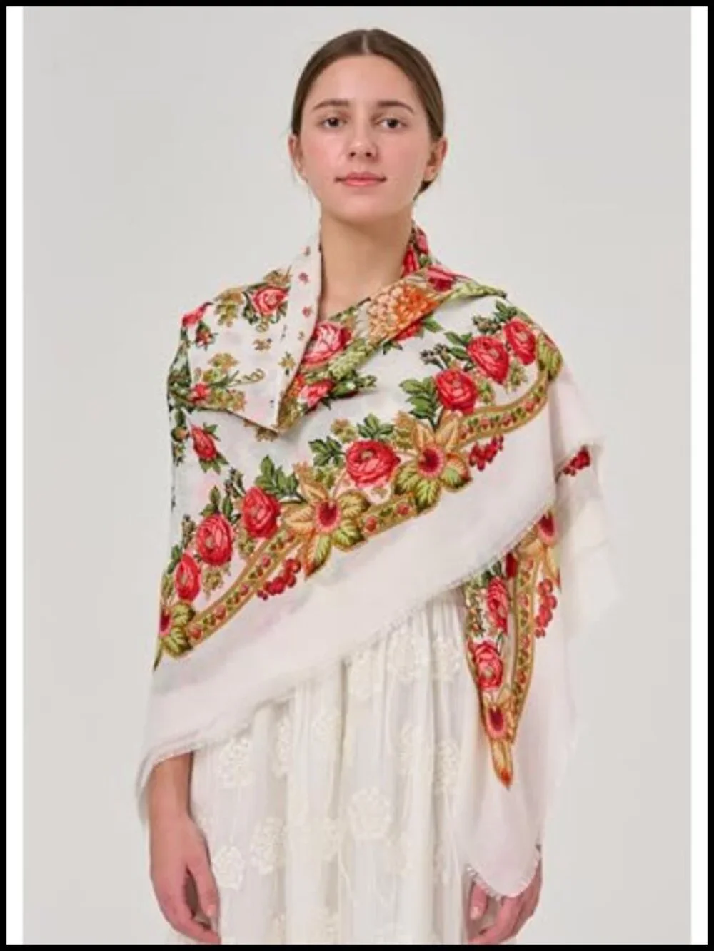 Mexican Shawl Scarf Wrap with Tassel Fringes, Cotton Linen Square Shawl